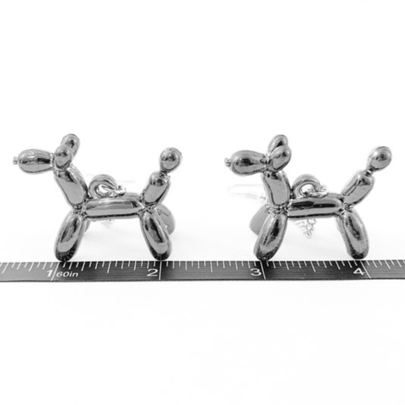 Balloon Animal Dog Dangle Pierced Earrings - Picture 6 of 7